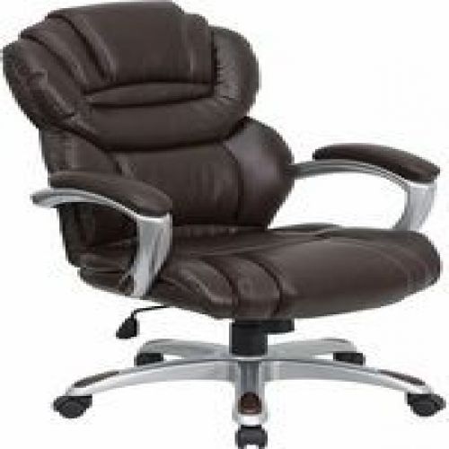 Flash furniture go-901-bn-gg high back brown leather executive office chair with for sale
