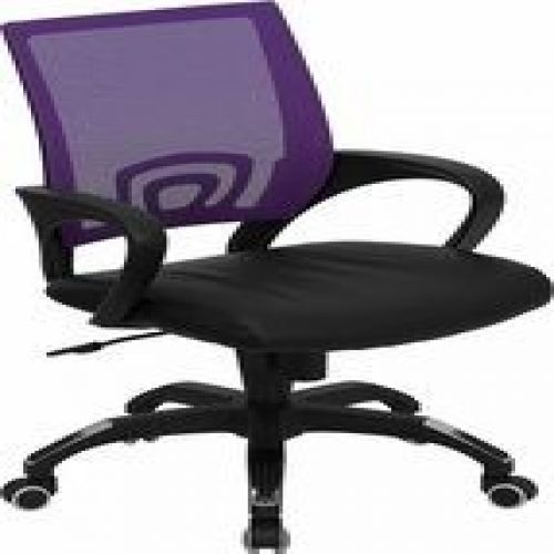 Flash Furniture CP-B176A01-PURPLE-GG Mid-Back Purple Mesh Computer Chair with Bl