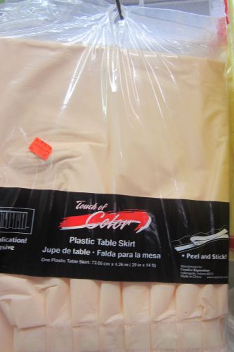Peach Plastic 14&#039; Table Skirt Wedding Graduation Event Planning Special Occasion