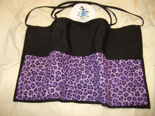 Black waist half apron server waiter waitress purple leopard bar cafe apron for sale