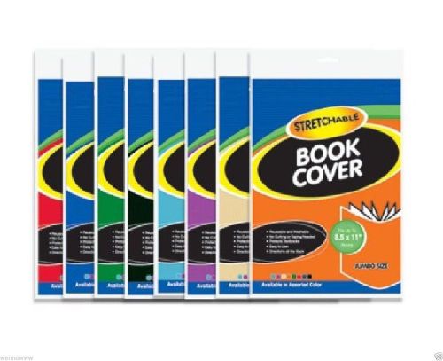 8 Packs  9&#034; X 11&#034; Jumbo Stretchable Fabric Book Covers,  ( colors may vary )