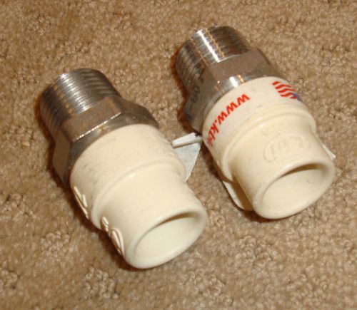 (lot of 2) kbi 1/2&#034; cpvc transition adapter cpvc/cts x stainless mipt tms-0500 for sale