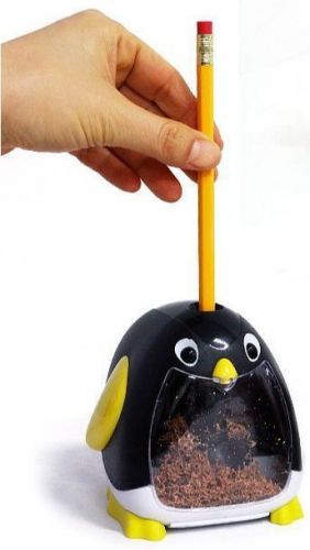 Battery Operated Pencil Sharpener Black Safety for Kids Gift wayfalls - Penguin