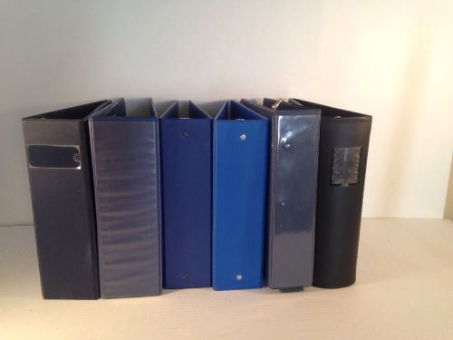 Assorted LOT of 6 BLACK Blue D-Ring 3 RING  Binders some  5&#034;  Inch