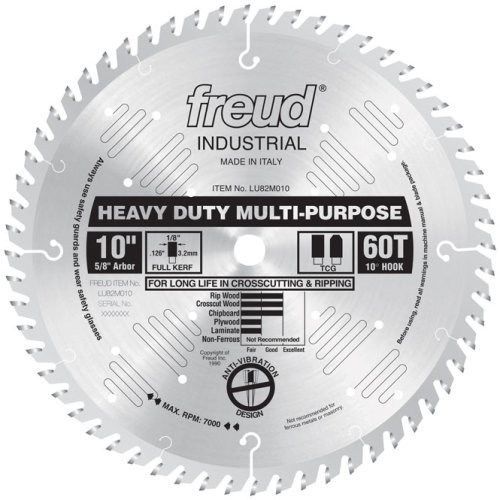 Freud lu82m010 10-inch 60 tooth tcg crosscutting and ripping saw blade with 5... for sale