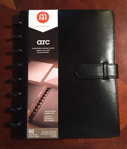 ARC Black Leather Customizable Notebook with Closure Tab 60 pages 5.5 x 8.5 inch
