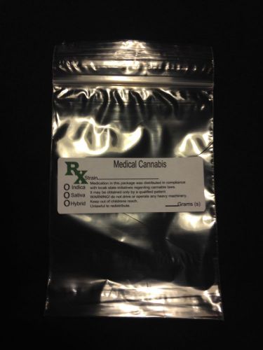 10 2&#034; x3&#034; medical marijuana bags with labels mmj