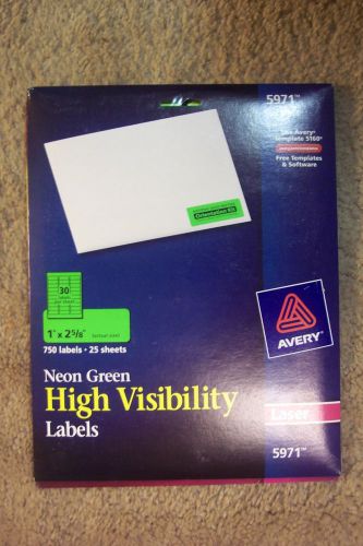 Avery 5971 High Visibility Laser Labels, 1&#034;x2-5/8&#034;, 750/PK, Bright Green