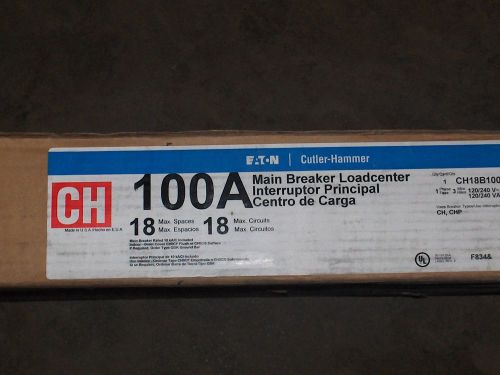 CH18B100C Cutler Hammer Load Center 100A 18Space Main Breaker 120/240VAC