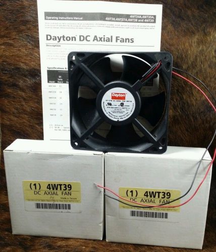 New Dayton DC Axial Fan 4WT39 107 CFM 3000 RPM 0.31 AMPS 7.4 WATTS 24 VOLTS