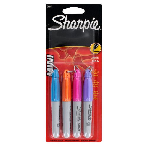 Sharpie Mini Permanent Markers, Fine, Assorted, Pack of 4