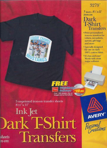 New Avery 3279 Dark T Shirt Transfers for Printer 5 Iron On Sheets