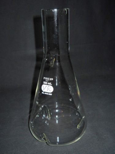 Corning Pyrex Glass 500mL Delong Neck 3x Baffled Culture Shaker Flask, Chipped
