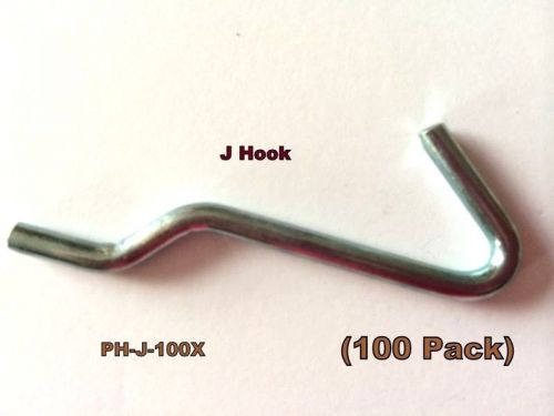 (100 PACK) American Made All Metal J Hook  For 1/8 &amp; 1/4 Inch Pegboard
