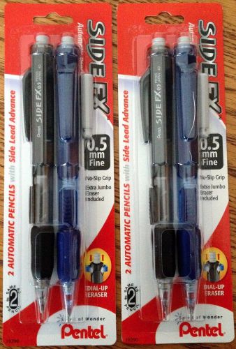 Pentel Side FX Automatic Pencil with Eraser 0.5mm TWO 2 Packs - Total 4 pencils