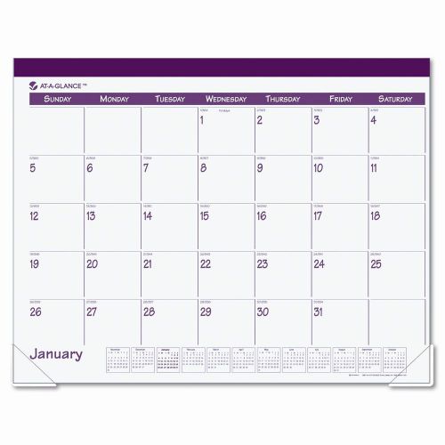At-A-Glance Fashion Color Monthly Desk Pad Calendar, 22 x 17, Rose, 2013