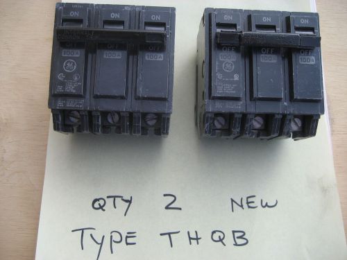 LOT OF 2 GE 100A  3 POLE CIRCUIT BREAKERS TYPE THQB Never used /  energized