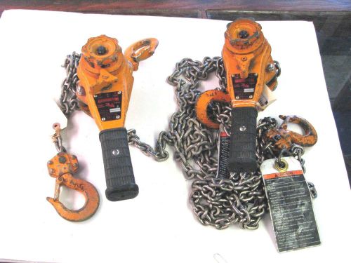 2 Harrington LB008 Lever Chain Hoists 3/4 Ton