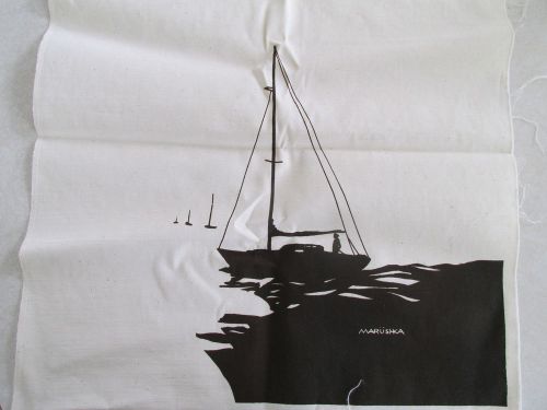 Marushka silkscreen sail boat print.   20&#034;x22&#034;