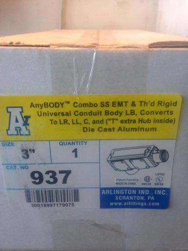 Arlington 937 conduit body,al,anybody(tm),3in hub for sale