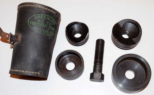 Vintage Greenlee 737 Knockout Punch Set w/ Leather Case  1-1/2&#034; &amp; 2&#034;