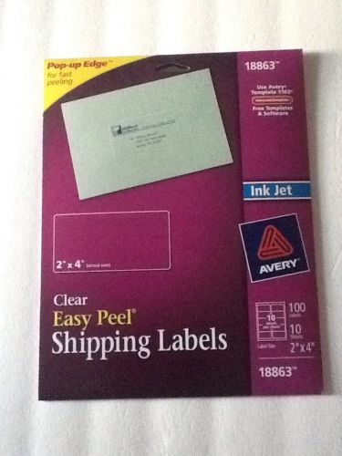 Avery Easy Peel Mailing Labels for Inkjet Printers, 2&#034; x 4&#034;, Clear, 100/Pack
