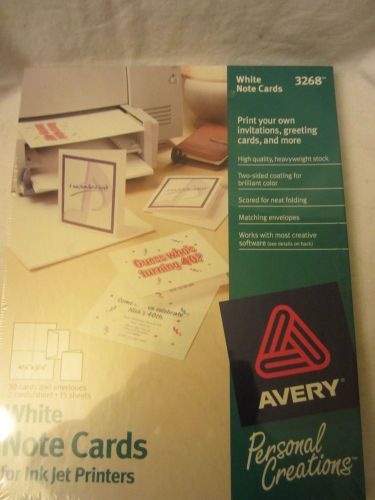 Avery 3268 White Note Cards Personal Creations Ink Jet 30 Cards &amp; Envelopes
