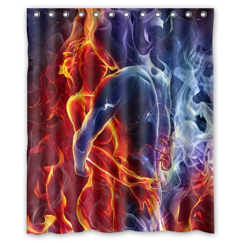 Best Quality Abstrac Men and Women Fall in Love Shower Curtain available 4 Size