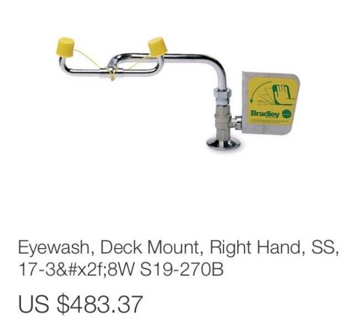 Bradley s19-270b eyewash, deck mount, right hand, ss, 17-3/8w for sale