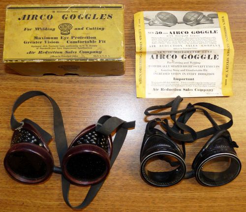 Lot Vintage Airco Welding Cutting Goggles Original Box Old Motorcycle Glasses