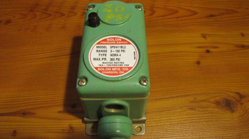 Solon Pressure Switch 5PSW11BL2 0-100 PSI NEMA 4 300 PSI