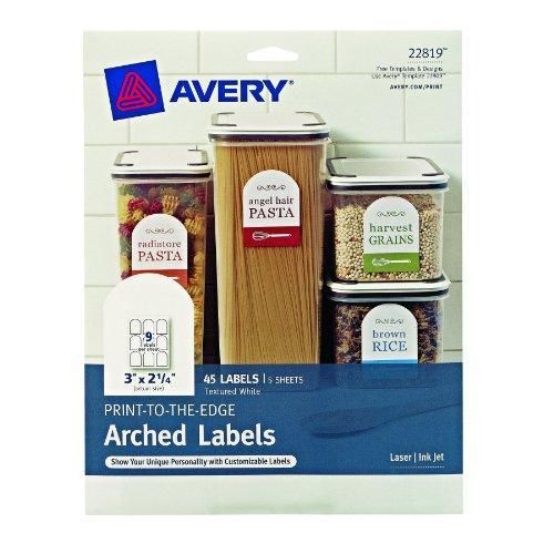 Avery Print-to-the-Edge Arched Labels, 2.25 x 3-Inches, Pack of 45 (22819) New