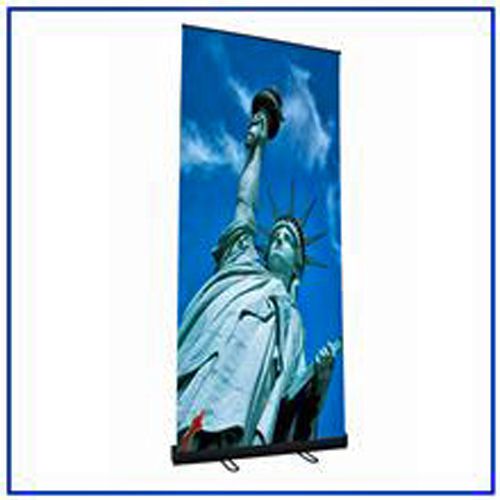 Wide Retractable Banner Stand, W36&#034;xH85&#034;, Black Finish