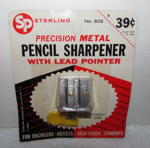 Vintage 1965 metal PENCIL SHARPENER,Sterling plastic Germany, NEW orig package
