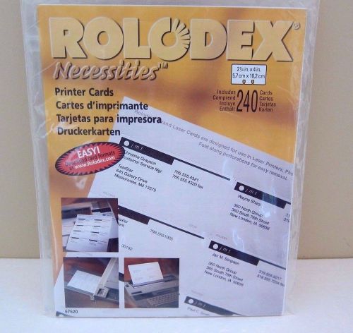 ROLODEX NECESSITIES Printer Cards 240 CARDS 2.25&#034; x 4&#034; 67620 NEW IN PKG