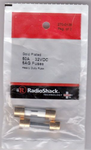Radioshack  Gold Plated 50 Amp 32 VDC 5AG Heavy Duty Fuses Pkg of 2 270-0128