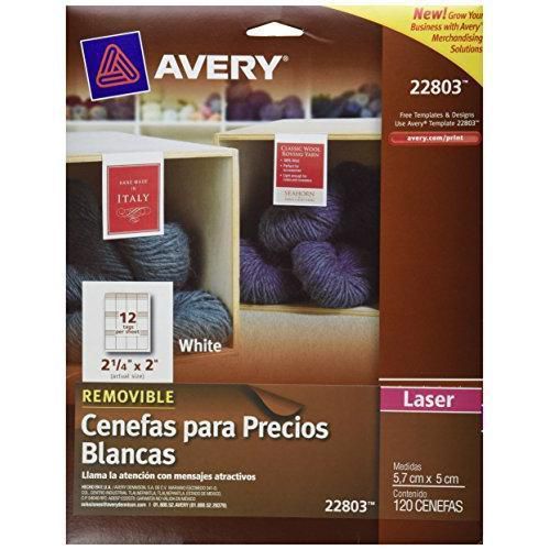Avery removable shelf tags for laser printers, 2 x 2.25-inches, pack of 120 new for sale