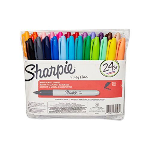 Marker Fine Point Permanent Assorted Colors Sharpie 24 Piece Set Durable Write