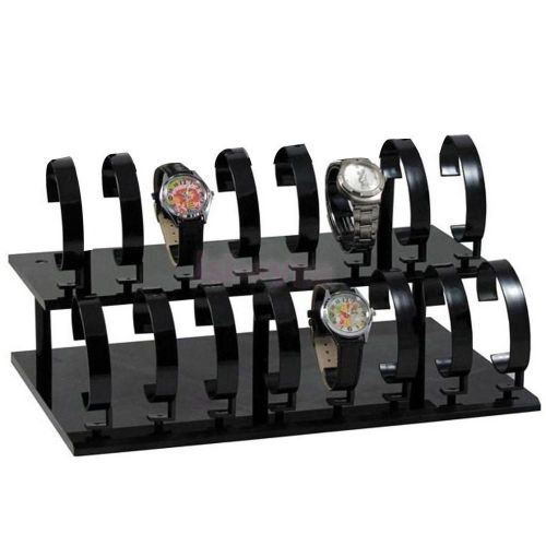 Acrylic 2-tier 16 bangle watch bracelet jewellery display stand rack holder for sale