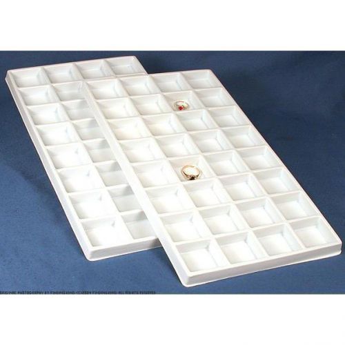 2 White Plastic 32 Compartment Jewelry Tray Inserts