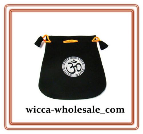 Black Velvet Bag / Pouch 5&#034; x 5&#034;: OM Sign (Wicca Talisman Drawstring) Tarot