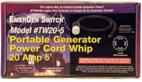 Connecticut Electric VPKTW205 EmerGen Switch 5-Foot Power Cord Whip, 20-Amps
