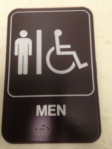 Men&#039;s Restroom / Bathroom- ADA Braille Compliant - 6&#034; x 9&#034; - BROWN Tactile 3D