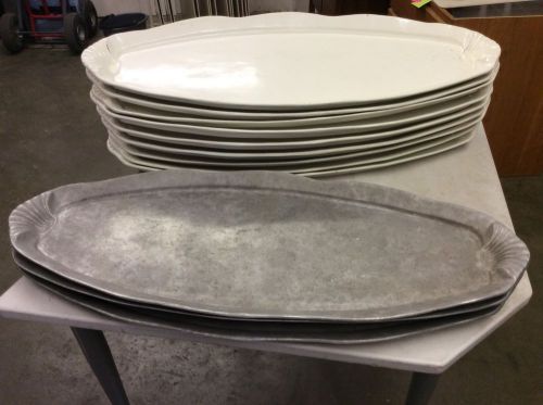 used Bon Chef 2066-N Platter White &amp; Pewter Oval Tray Serving Plate Lot 12 36&#034; L