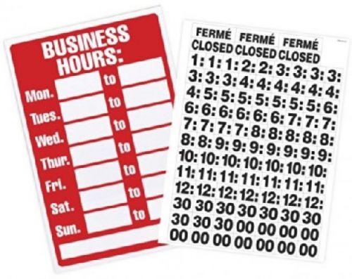 U. S. Stamp and Sign Business Hours Sign With Peel Vinyl Characters, 8 X 12 )