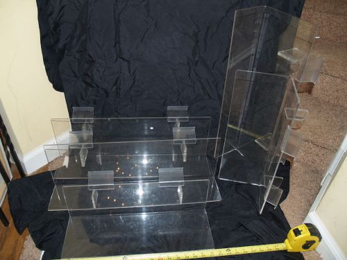 Slatwall Shelf Clear Acrylic Store display Shelf lot of 5 angled back 18&#034; 23&#034;