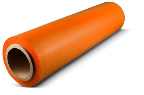(8) Rolls Hand Stretch Plastic Wrap Shrink Film Orange Color 18&#034; 1500&#039; 80 Gauge