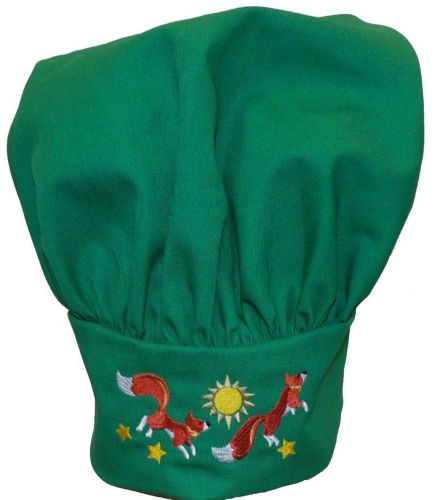 Leaping Autumn Foxes Chef Hat Youth Adjust Harvest Sunshine Monogram Green Avail