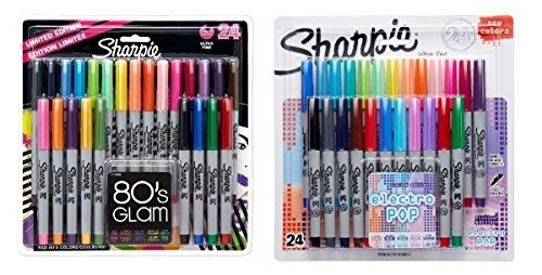 Sharpie Ultra-Fine Point Permanent Markers, 80s Glam and Electro Pop Colors, 48