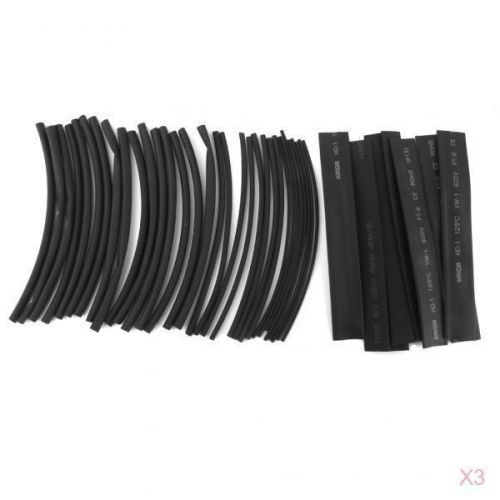 3x 48pcs dia.1.5/3.0/5.0/6.0/10.0/13.0mm heat shrinkable tube wire sleeve black for sale